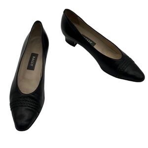 Vintage Bally Lucille Black Leather Braid Toe Heels Size 8 N WEAR